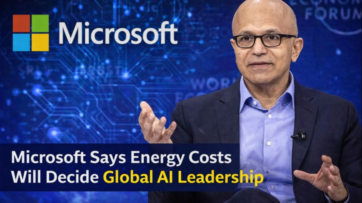 msft CEO Satya Nadella speaking about energy costs and artificial intelligence infrastructure at Davos