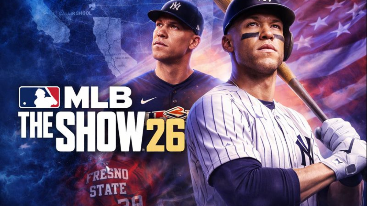 Aaron Judge on MLB The Show 26 cover, celebrating his Yankees and Team USA career