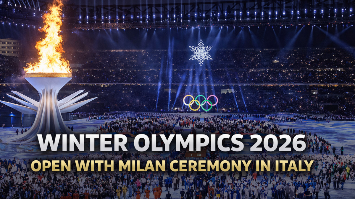 winter olympics opening ceremony at San Siro Stadium in Milan Italy