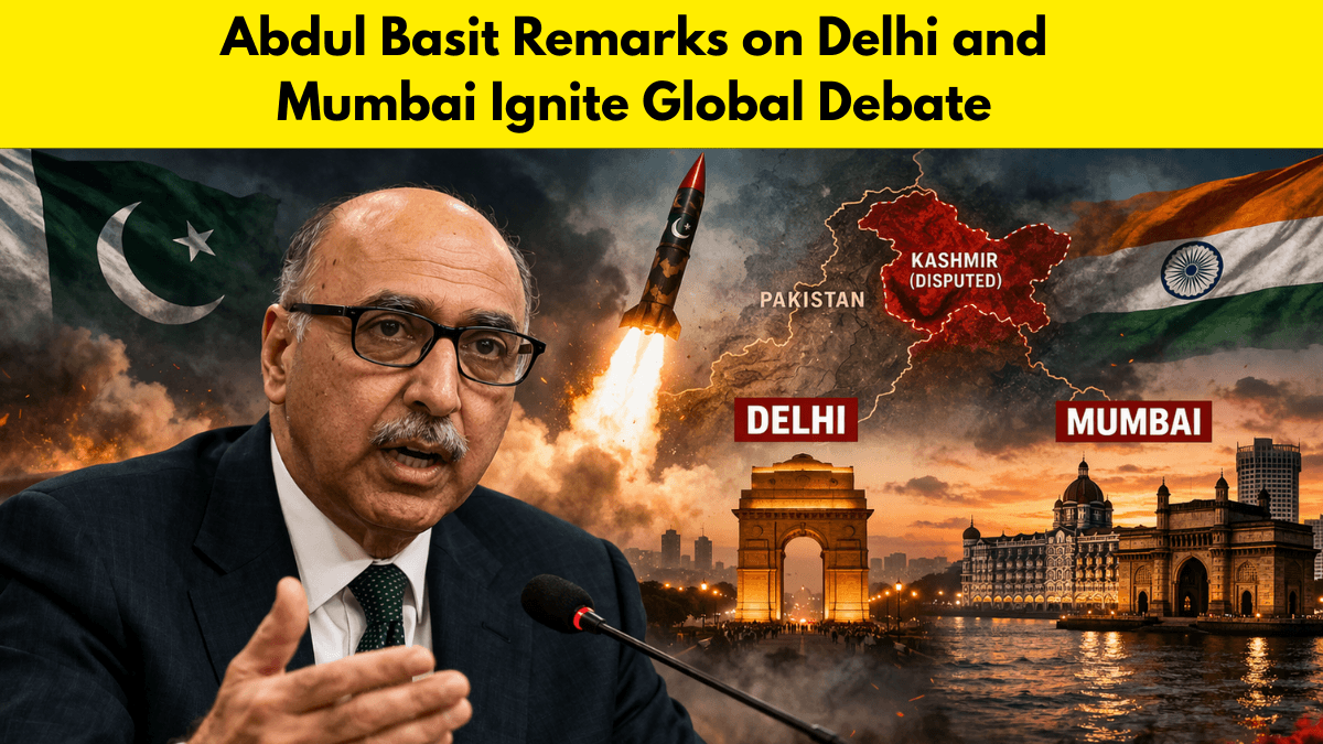 Former Pakistan envoy Abdul Basit speaking during a discussion about India Pakistan tensions