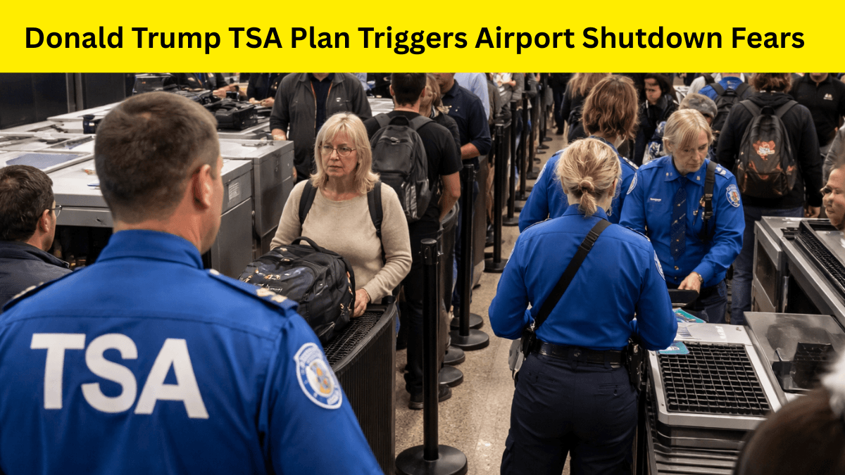 Donald Trump TSA crisis showing long airport security lines during government shutdown