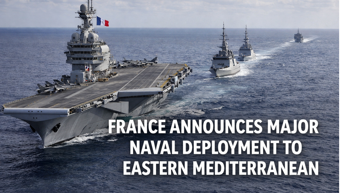 France deploys a large naval force to the eastern Mediterranean and Red Sea to protect shipping routes as regional tensions rise.