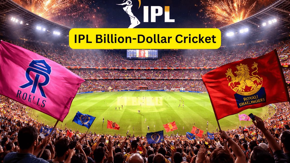 IPL stadium lights with packed crowd highlighting billion-dollar franchise deals