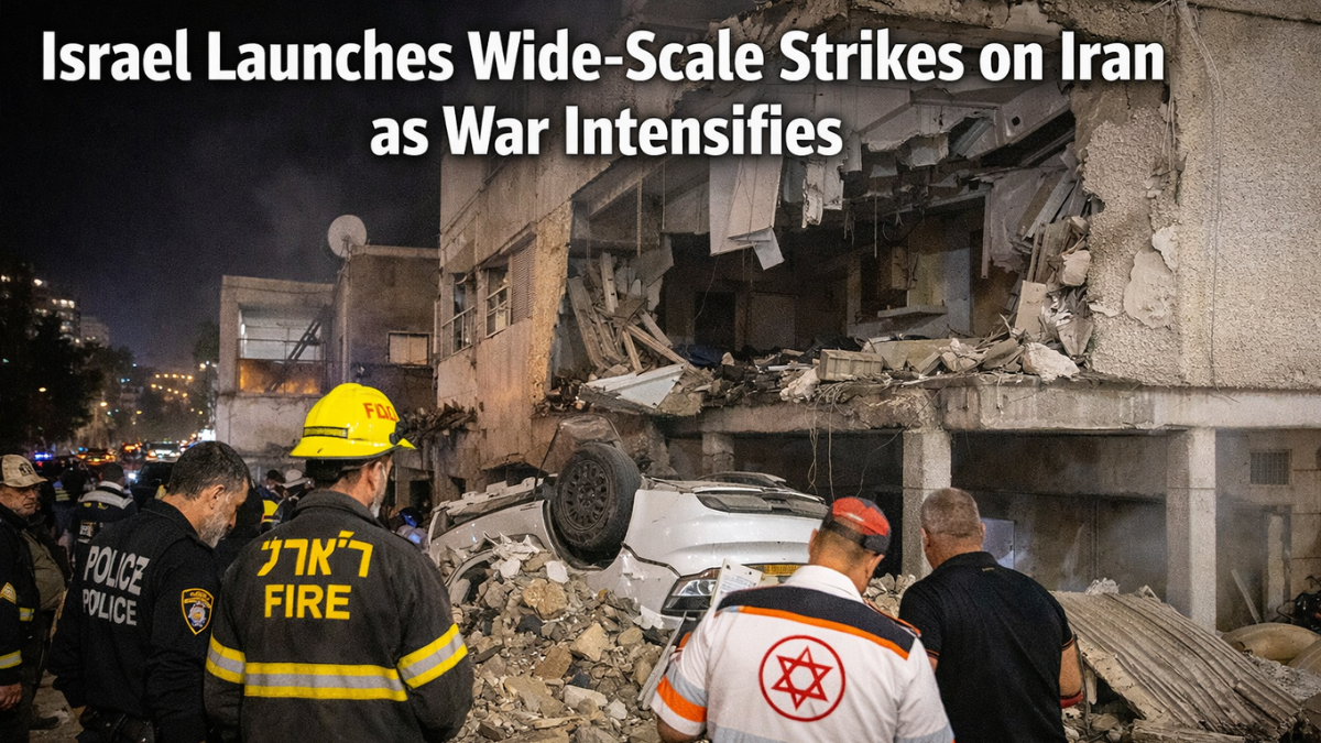 Emergency crews inspect damage to a residential building in Holon after overnight Israel Iran strikes during the escalating regional conflict.
