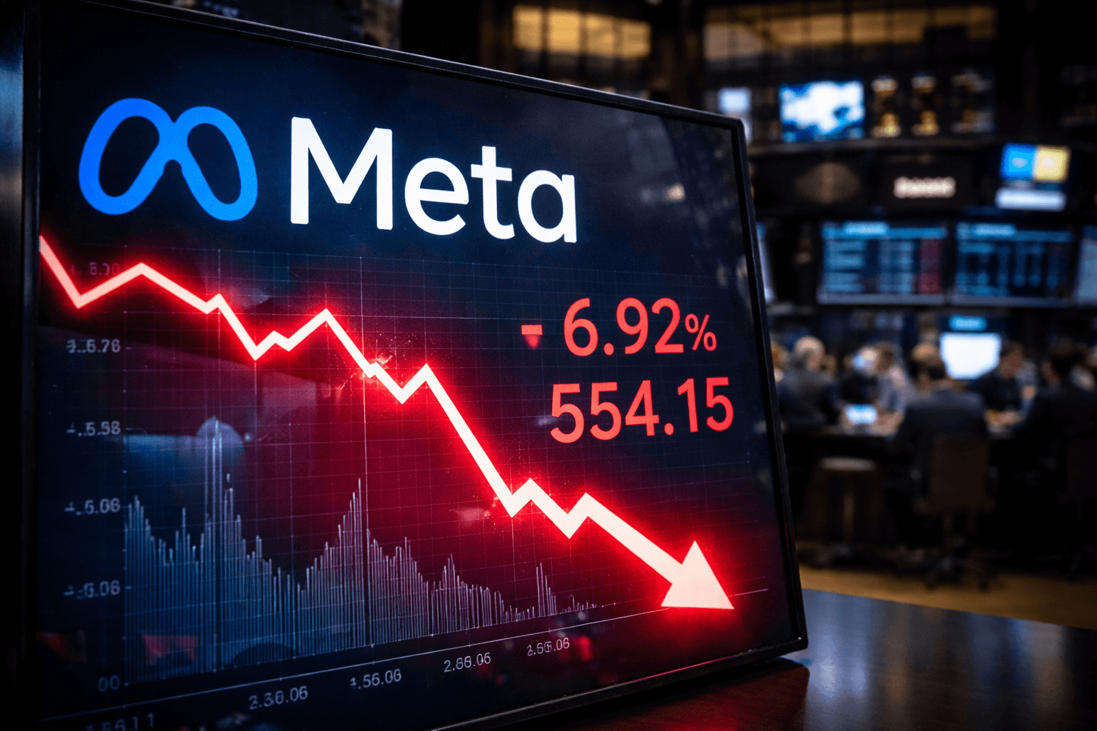 Meta stock price decline chart after layoffs and legal issues