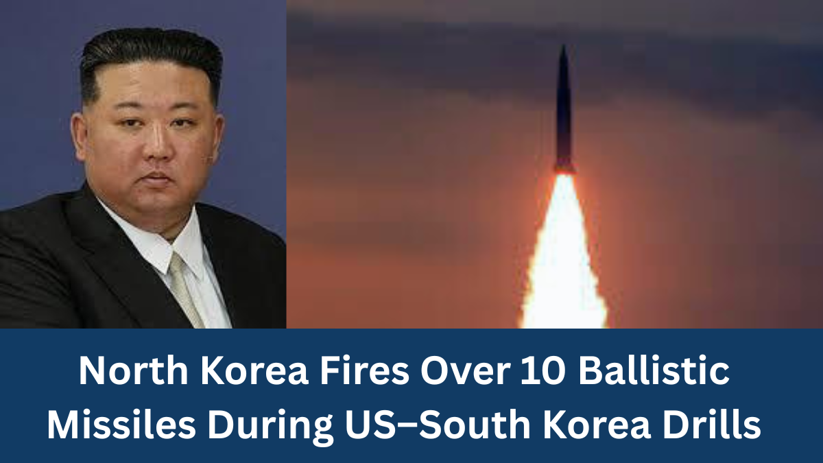 Ballistic missiles launched from North Korea during military testing fly toward waters east of the Korean Peninsula as regional forces monitor the activity.
