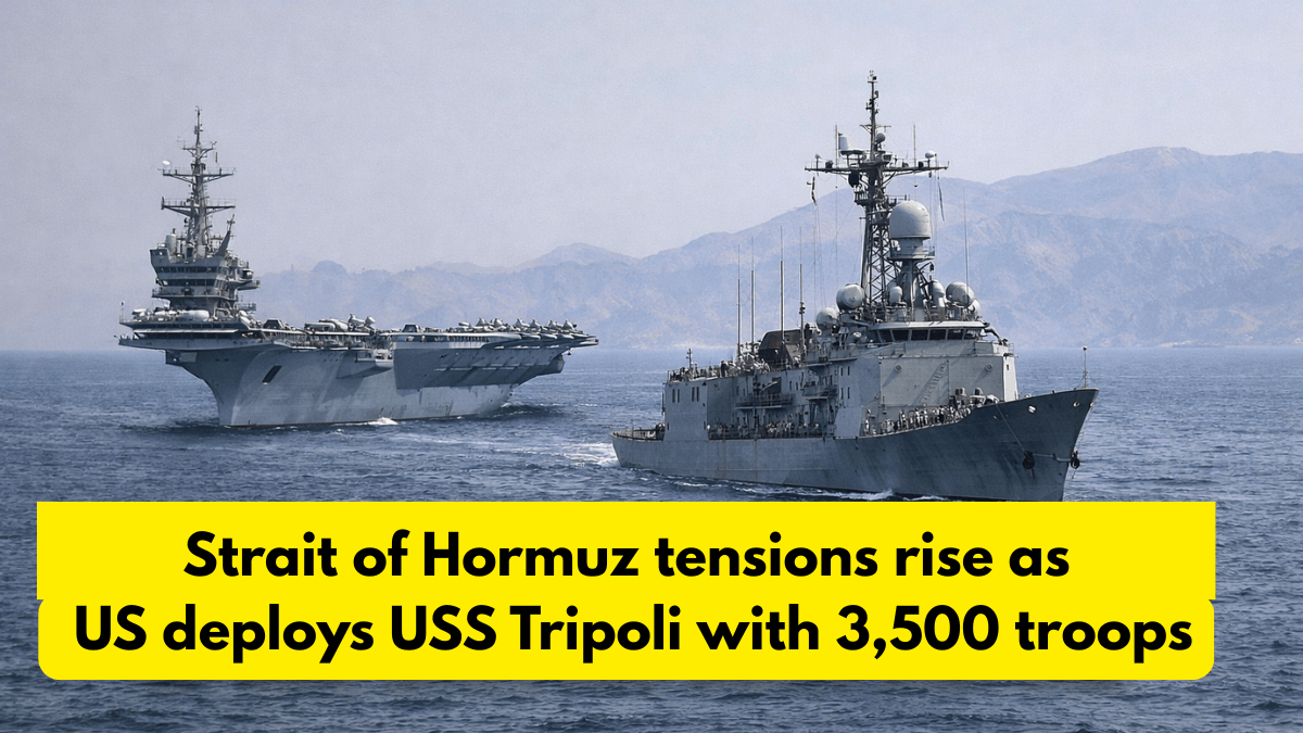 Strait of Hormuz US Navy deployment with USS Tripoli and Marines