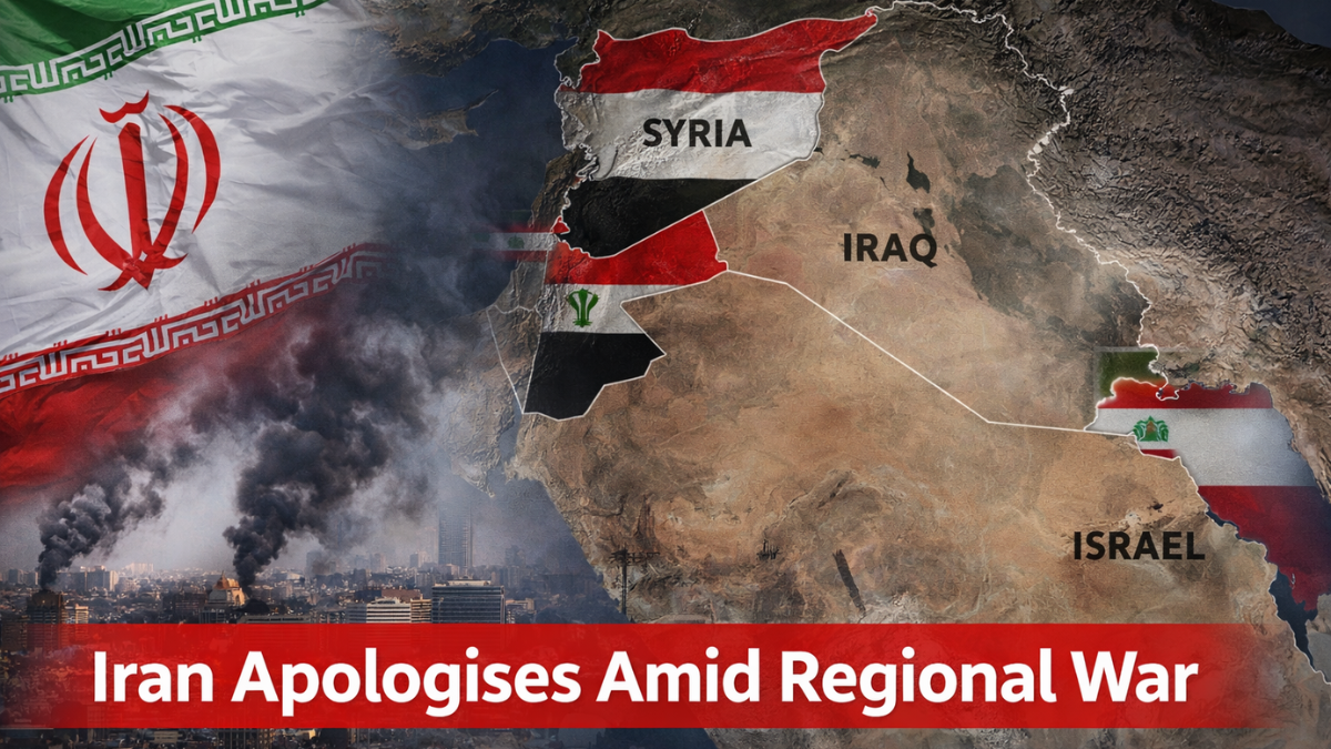 Iran apologises to neighbours as regional strikes intensify, Israel attacks Lebanon, and tensions spread across the Middle East.