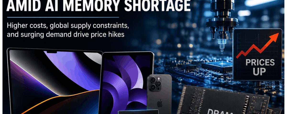 Apple price increase affecting MacBook and iPad models amid global memory and storage supply shortages driven by AI demand