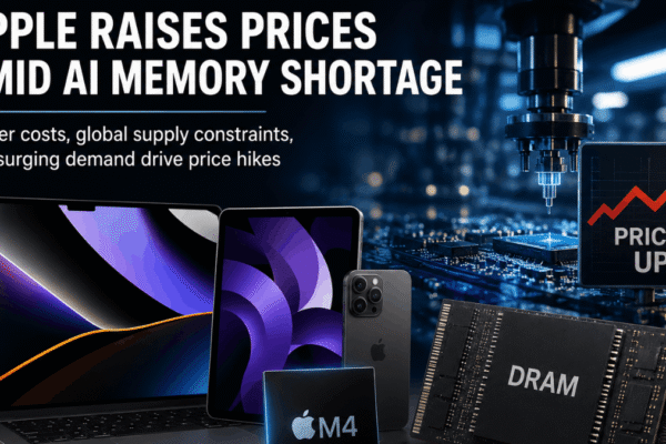 Apple price increase affecting MacBook and iPad models amid global memory and storage supply shortages driven by AI demand