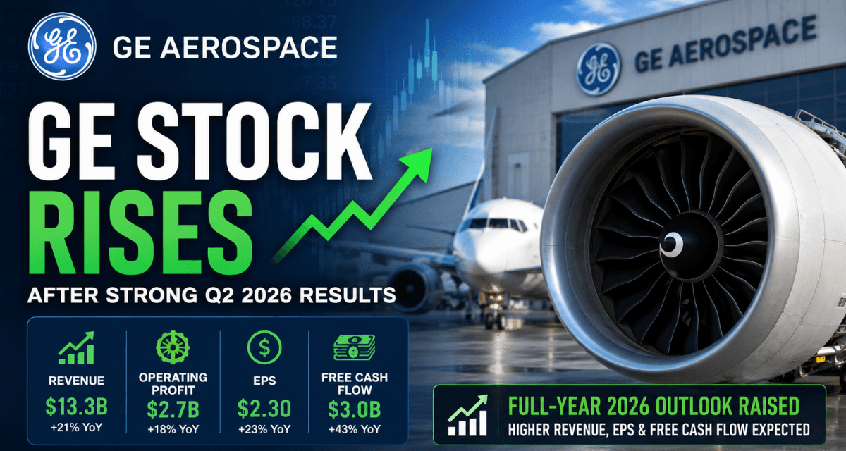 GE Aerospace headquarters after reporting strong Q2 2026 earnings and raising full-year guidance for investors following growth in commercial aviation services.