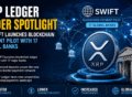 XRP Ledger and SWIFT blockchain payment network illustration representing cross-border banking innovation.